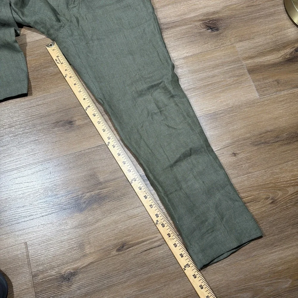 J Crew Bowery Pants Mens 29x30 Green Baird McNutt Irish Linen Herringbone Slim